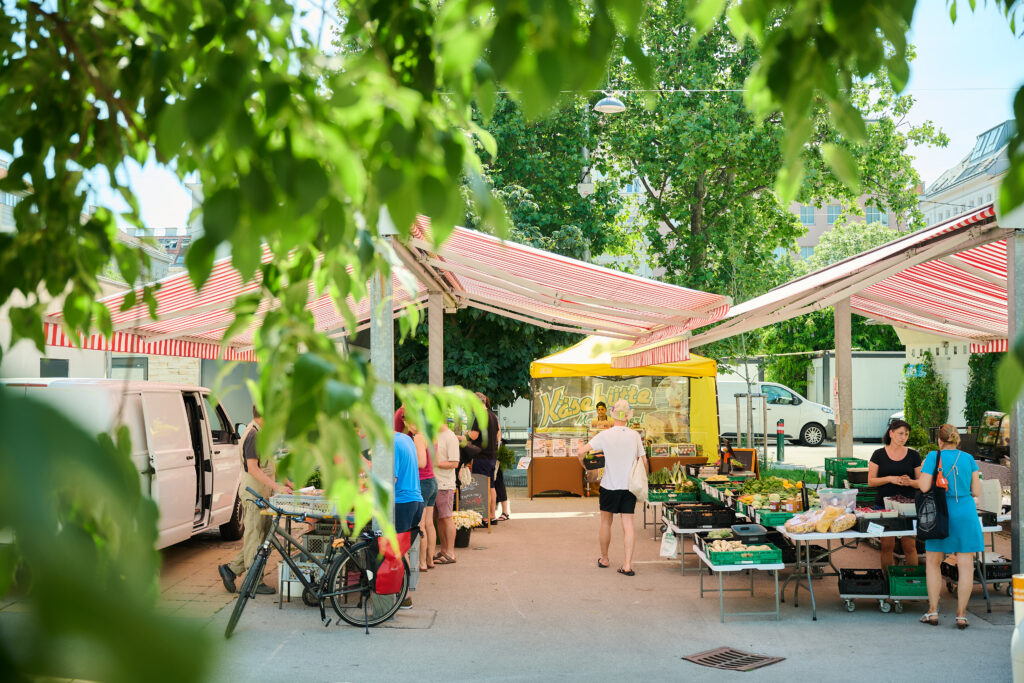 Der Volkertmarkt am Samstag mit den neuen Bauernständen