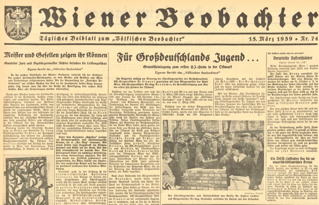 Screenshot einer Seite aus dem Völkischen Beobachter